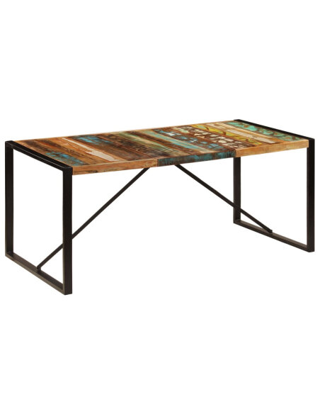 Table salle à manger Style Industriel en bois de pin massif Multicolore 180 x 90 x 75 cm {attributes} Table salle à manger Style Industriel en bois de pin massif Multicolore 180 x 90 x 75 cm {attributes}