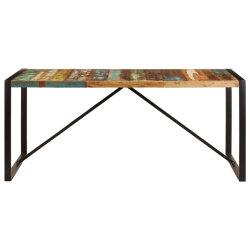 Table salle à manger Style Industriel en bois de pin massif Multicolore 180 x 90 x 75 cm {attributes} 2