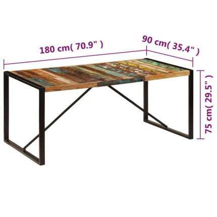 Table salle à manger Style Industriel en bois de pin massif Multicolore 180 x 90 x 75 cm {attributes}