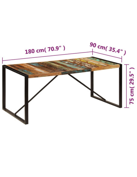 Table salle à manger Style Industriel en bois de pin massif Multicolore 180 x 90 x 75 cm {attributes} Table salle à manger Style Industriel en bois de pin massif Multicolore 180 x 90 x 75 cm {attributes}