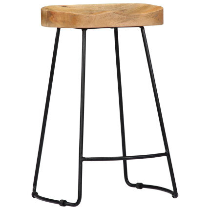 Tabourets de bar industriel en lot de 2 en bois de manguier massif Brun 45 x 40 x 62 cm {attributes}