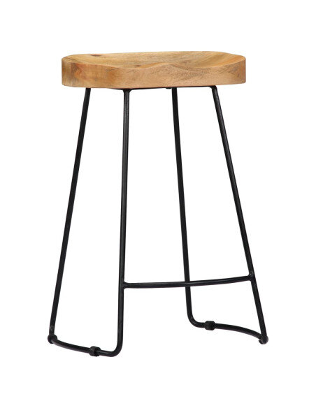 Tabourets de bar industriel en lot de 2 en bois de manguier massif Brun 45 x 40 x 62 cm {attributes} Tabourets de bar industriel en lot de 2 en bois de manguier massif Brun 45 x 40 x 62 cm {attributes}