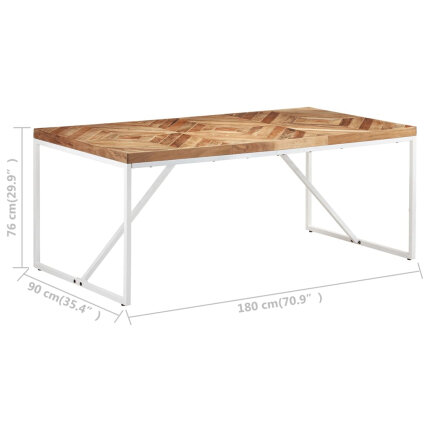 Table à manger Style Industriel en bois massif d'acacia et de manguier 180 x 90 x 76 cm {attributes}