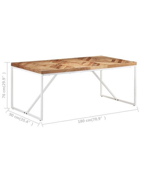Table à manger Style Industriel en bois massif d'acacia et de manguier 180 x 90 x 76 cm {attributes}