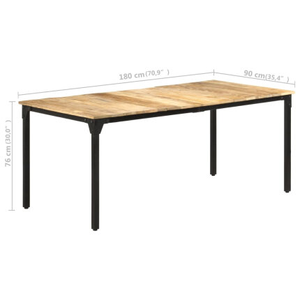 Table à manger Style Industriel en bois de manguier brut 180 x 90 x 76 cm {attributes}