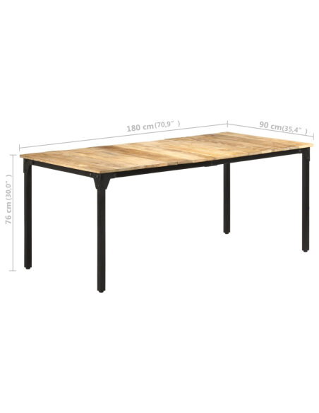 Table à manger Style Industriel en bois de manguier brut 180 x 90 x 76 cm {attributes}
