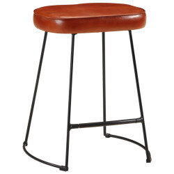 Tabourets de bar Industriel / Rétro - Vintage en lot de 2 avec cadre en métal et revêtement en cuir Brun 40 x 29.5 x 53 cm {attr 2