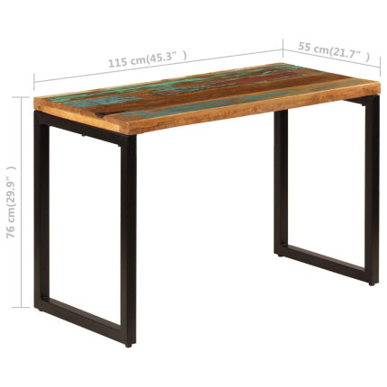 Table à manger Style Industriel en bois de récupération massif et acier 115x55x76cm {attributes}
