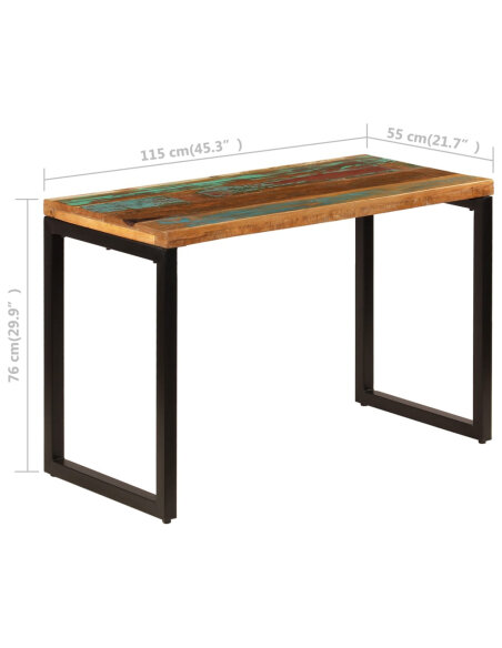 Table à manger Style Industriel en bois de récupération massif et acier 115x55x76cm {attributes}