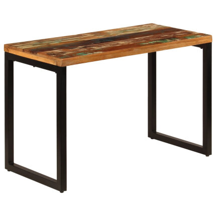 Table à manger Style Industriel en bois de récupération massif et acier 115x55x76cm {attributes}