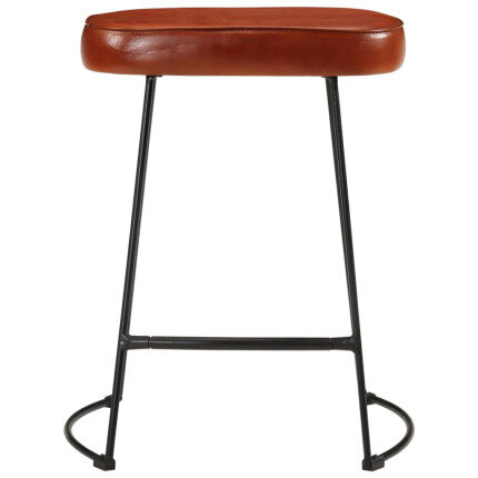 Tabourets de bar Industriel / Rétro - Vintage en lot de 2 avec cadre en métal et revêtement en cuir Brun 40 x 29.5 x 53 cm {attr