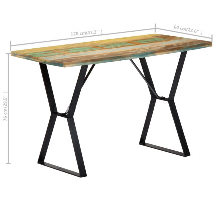Table à manger Style Industriel en bois de récupération massif Multicolore 120 x 60 x 76 cm {attributes}