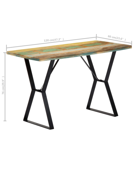 Table à manger Style Industriel en bois de récupération massif Multicolore 120 x 60 x 76 cm {attributes}
