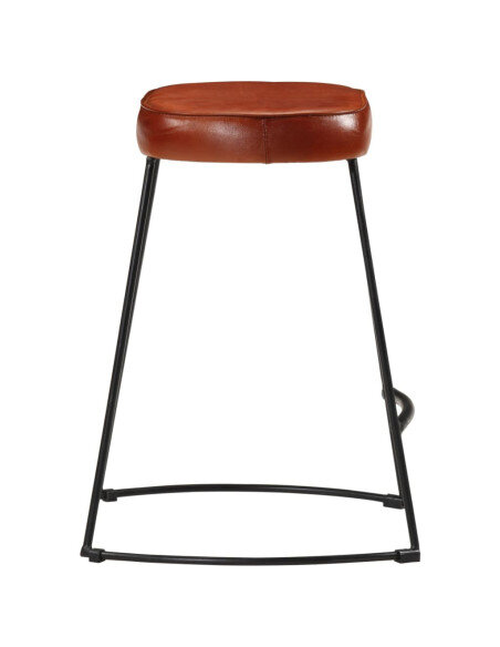 Tabourets de bar Industriel / Rétro - Vintage en lot de 2 avec cadre en métal et revêtement en cuir Brun 40 x 29.5 x 53 cm {attr