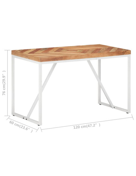 Table à manger Style Industriel en bois massif d'acacia et de manguier 120 x 60 x 76 cm {attributes} Table à manger Style Industriel en bois massif d'acacia et de manguier 120 x 60 x 76 cm {attributes}