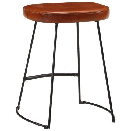 Tabourets de bar Industriel / Rétro - Vintage en lot de 2 avec cadre en métal et revêtement en cuir Brun 40 x 29.5 x 53 cm {attr