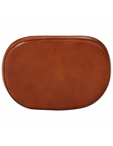 Tabourets de bar Industriel / Rétro - Vintage en lot de 2 avec cadre en métal et revêtement en cuir Brun 40 x 29.5 x 53 cm {attr