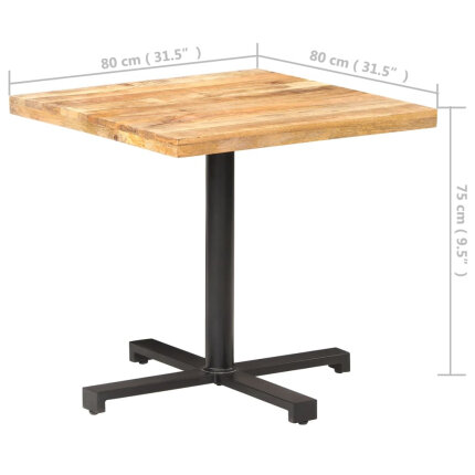 Table de bistro Style Industriel carrée en bois de manguier brut 80 x 80 x 75 cm {attributes}