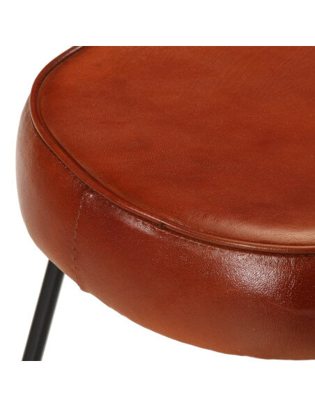 Tabourets de bar Industriel / Rétro - Vintage en lot de 2 avec cadre en métal et revêtement en cuir Brun 40 x 29.5 x 53 cm {attr