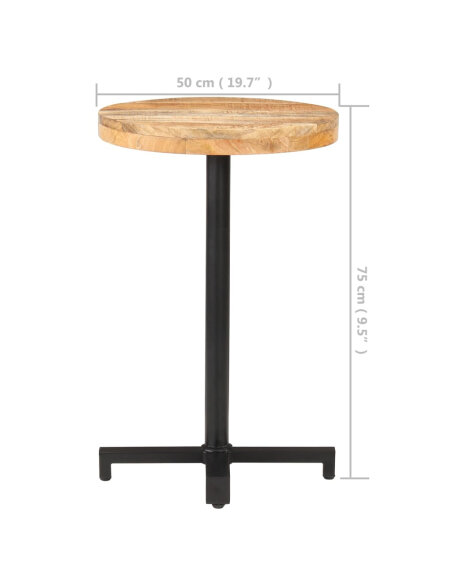 Table de bistro Style Industriel ronde en bois de manguier brut Ø 50 x 75 cm {attributes}