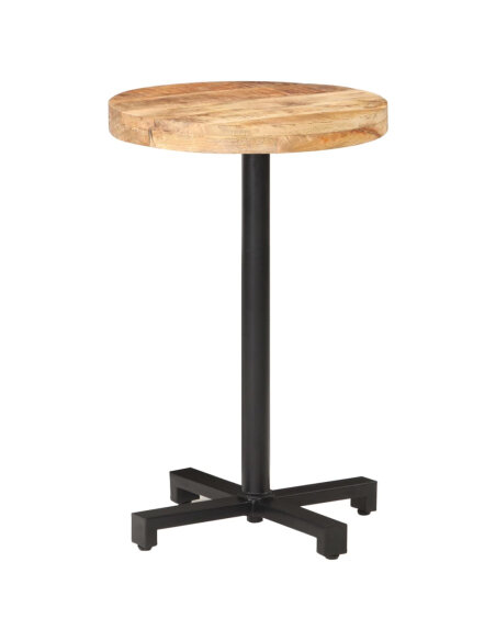 Table de bistro Style Industriel ronde en bois de manguier brut Ø 50 x 75 cm {attributes}