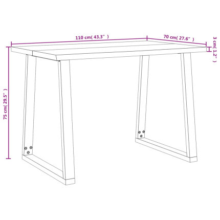Table à manger Style Industriel en bois d'acacia 110 x 70 x 75 cm {attributes}