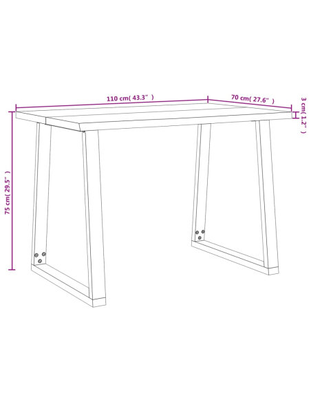 Table à manger Style Industriel en bois d'acacia 110 x 70 x 75 cm {attributes} Table à manger Style Industriel en bois d'acacia 110 x 70 x 75 cm {attributes}