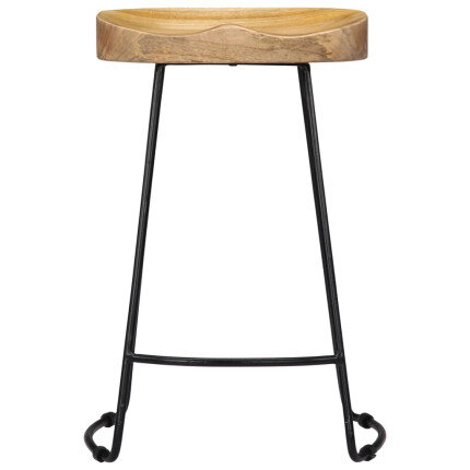 Tabourets de bar industriel en lot de 2 en bois de manguier massif Brun 45 x 40 x 62 cm {attributes}