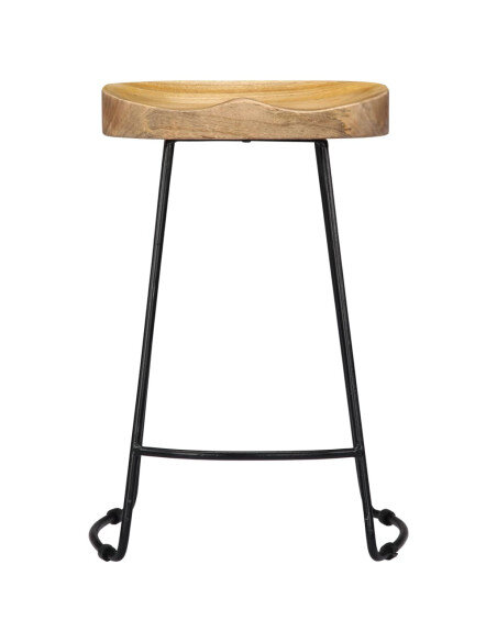 Tabourets de bar industriel en lot de 2 en bois de manguier massif Brun 45 x 40 x 62 cm {attributes} Tabourets de bar industriel en lot de 2 en bois de manguier massif Brun 45 x 40 x 62 cm {attributes}