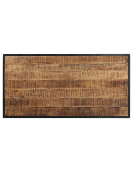 Table à manger Style Industriel en bois de manguier brut 120 x 60 x 76 cm {attributes} Table à manger Style Industriel en bois de manguier brut 120 x 60 x 76 cm {attributes}