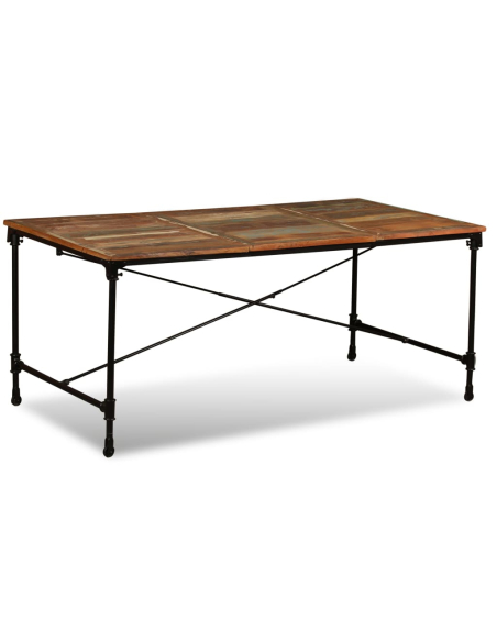Table à manger Style Industriel en bois de récupération massif Multicolore 180 x 90 x 76 cm {attributes}