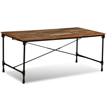 Table à manger Style Industriel en bois de récupération massif Multicolore 180 x 90 x 76 cm {attributes}