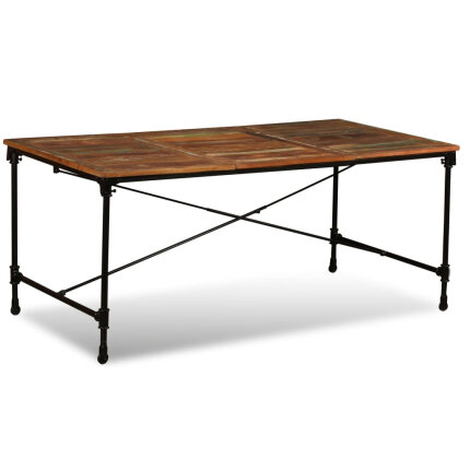 Table à manger Style Industriel en bois de récupération massif Multicolore 180 x 90 x 76 cm {attributes}