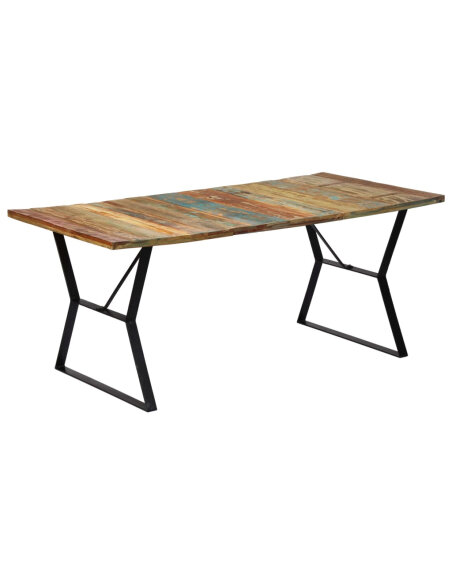 Table salle à manger Style Industriel en bois de récupération Multicolore 180 x 90 x 76 cm {attributes} Table salle à manger Style Industriel en bois de récupération Multicolore 180 x 90 x 76 cm {attributes}