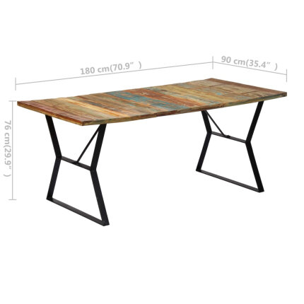 Table salle à manger Style Industriel en bois de récupération Multicolore 180 x 90 x 76 cm {attributes}