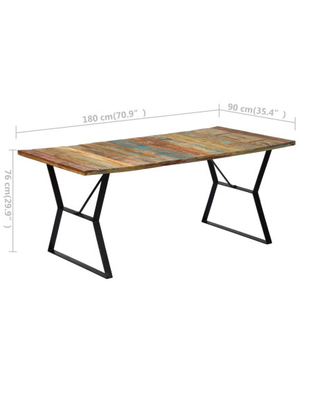 Table salle à manger Style Industriel en bois de récupération Multicolore 180 x 90 x 76 cm {attributes} Table salle à manger Style Industriel en bois de récupération Multicolore 180 x 90 x 76 cm {attributes}