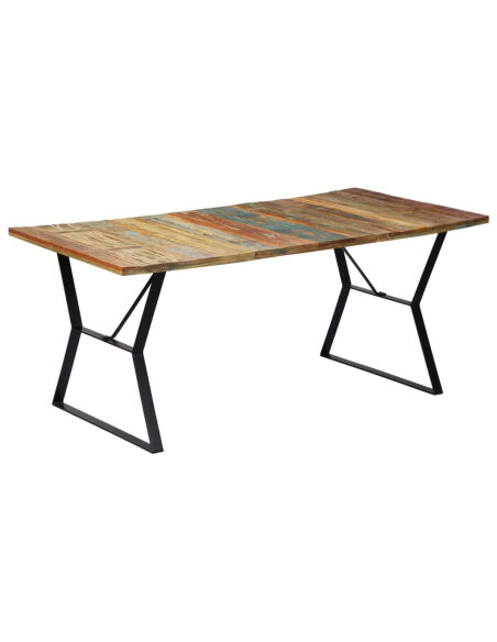 Table salle à manger Style Industriel en bois de récupération Multicolore 180 x 90 x 76 cm {attributes} Table salle à manger Style Industriel en bois de récupération Multicolore 180 x 90 x 76 cm {attributes}