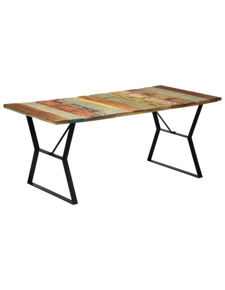 Table salle à manger Style Industriel en bois de récupération Multicolore 180 x 90 x 76 cm {attributes} Table salle à manger Style Industriel en bois de récupération Multicolore 180 x 90 x 76 cm {attributes}