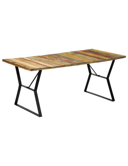 Table salle à manger Style Industriel en bois de récupération Multicolore 180 x 90 x 76 cm {attributes} Table salle à manger Style Industriel en bois de récupération Multicolore 180 x 90 x 76 cm {attributes}