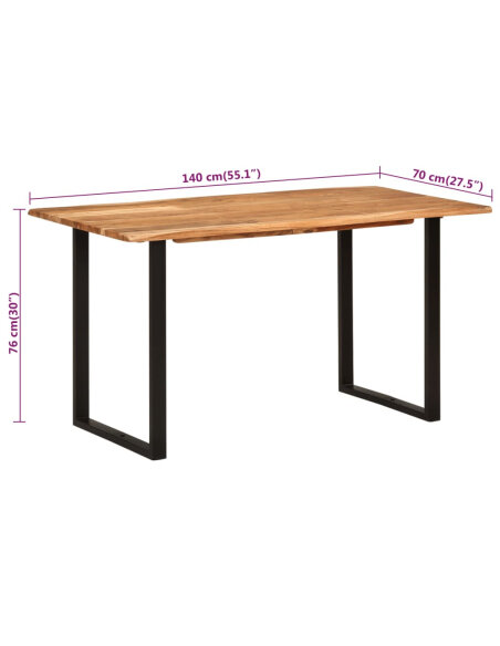 Table salle à manger Style Industriel en bois d'acacia 140 x 70 x 76 cm {attributes} Table salle à manger Style Industriel en bois d'acacia 140 x 70 x 76 cm {attributes}