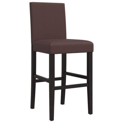 Chaise de bar campagne / chic en lot de 2 en bois massif d'hévéa et similicuir Brun  {attributes}