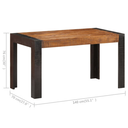Table à manger Style Industriel en bois de manguier massif brut 140 x 70 x 76 cm {attributes}