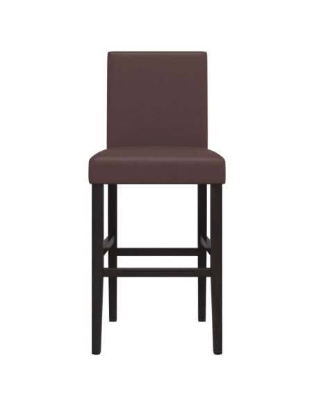 Chaise de bar campagne / chic en lot de 2 en bois massif d'hévéa et similicuir Brun  {attributes}