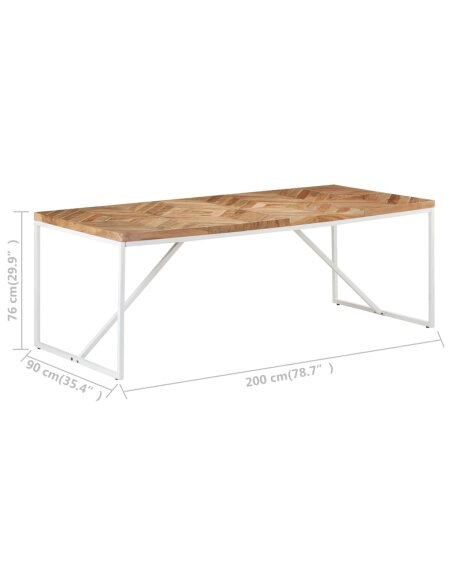 Table à manger Style Industriel en bois massif d'acacia et de manguier 200 x 90 x 76 cm {attributes}
