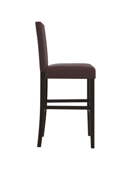 Chaise de bar campagne / chic en lot de 2 en bois massif d'hévéa et similicuir Brun  {attributes}