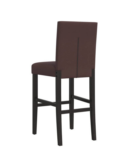 Chaise de bar campagne / chic en lot de 2 en bois massif d'hévéa et similicuir Brun  {attributes}