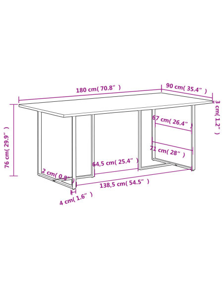 Table salle à manger Style Industriel en bois de récupération massif 180 x 90 x 76 cm {attributes} Table salle à manger Style Industriel en bois de récupération massif 180 x 90 x 76 cm {attributes}