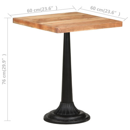 Table de bistro Vintage / Rétro en bois d'acacia massif  60x60x76 cmd {attributes}