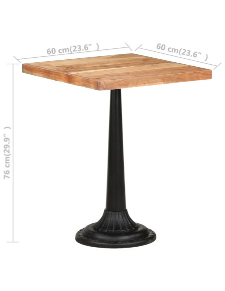 Table de bistro Vintage / Rétro en bois d'acacia massif  60x60x76 cmd {attributes} Table de bistro Vintage / Rétro en bois d'acacia massif  60x60x76 cmd {attributes}