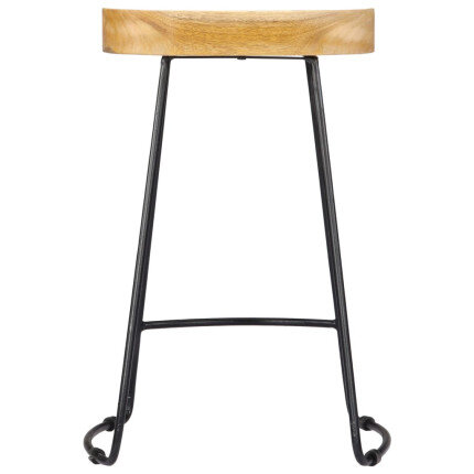 Tabourets de bar industriel en lot de 2 en bois de manguier massif Brun 45 x 40 x 62 cm {attributes}